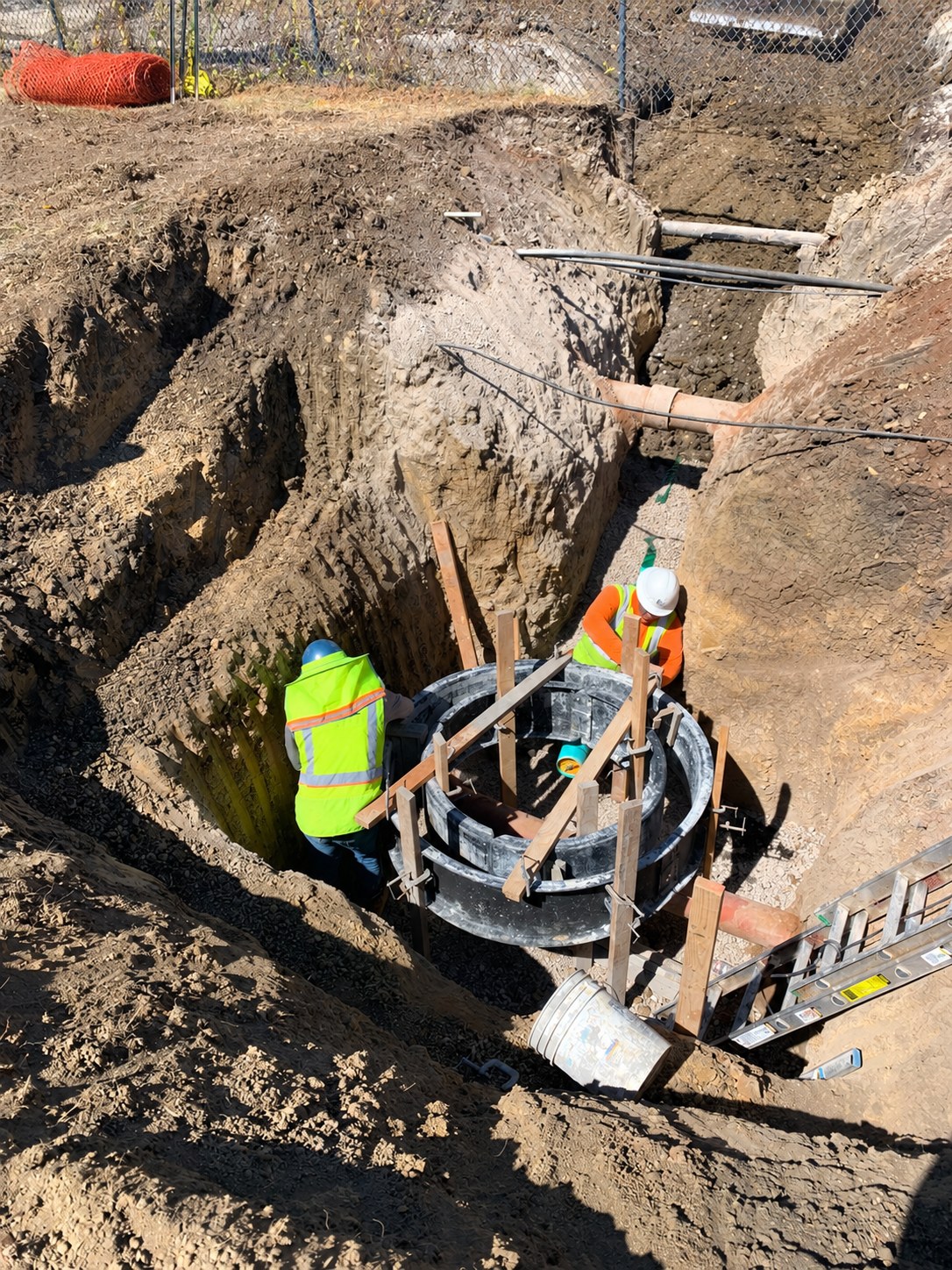 Bragg Light cast-in-place sanitary sewer manhole installation